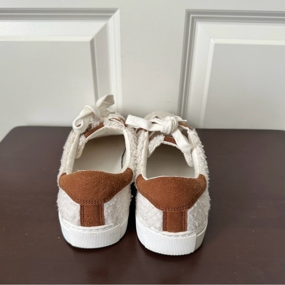 J. Crew Striped White Sherpa Road Trip Sneakers Womens Size 7.5 - Picture 3 of 9
